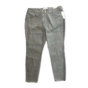 Ellen Tracy Women's Denim Hight Rise Velvet Skinny Pants‎ Gray Sz 14 Stretch NWT